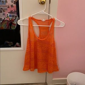 Orange laced tank top